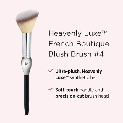 IT Cosmetics Heavenly Luxe French Boutique Blush Brush 4 - Angled Blush Brush for Cheeks - Liquid & Powder Blush Brush - Makeup Brush With Award-Winning Heavenly Luxe Hair - dailyvitalstore