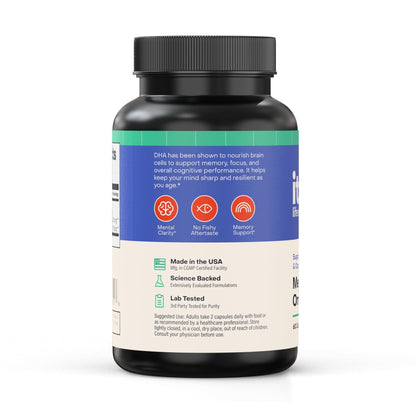 Italic LIfe Sciences Mega DHA Omega-3 1300mg – 800mg DHA, 500mg EPA – Brain Health Supplement for Memory, Focus & Mental Clarity – High Potency Fish Oil – Non-GMO, Third-Party Tested – 60 Capsules - dailyvitalstore