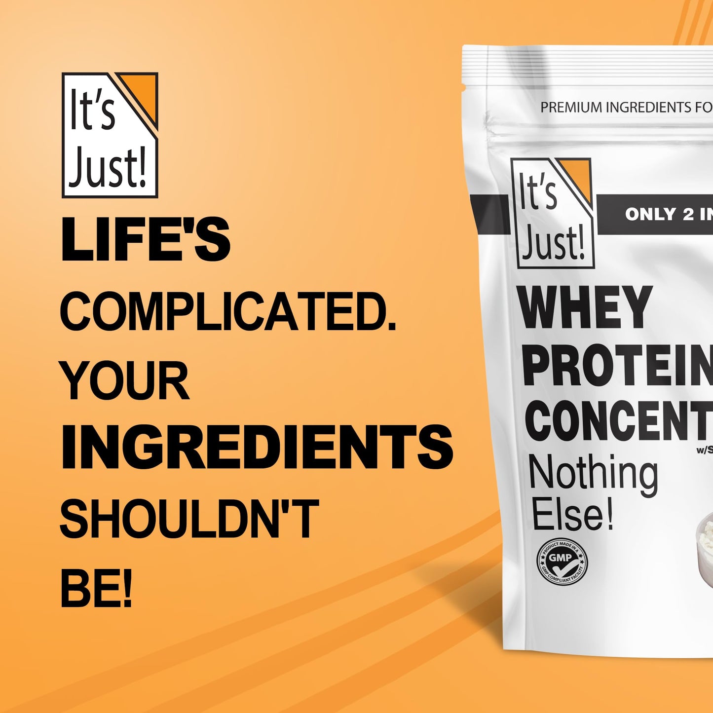 It's Just! - 100% Whey Protein Concentrate, GLP Friendly, Made in USA, No RBST/rBGH Hormones, Premium WPC-80, No Added Flavors or Artificial Sweeteners (1.25 Pound, Unflavored) - dailyvitalstore