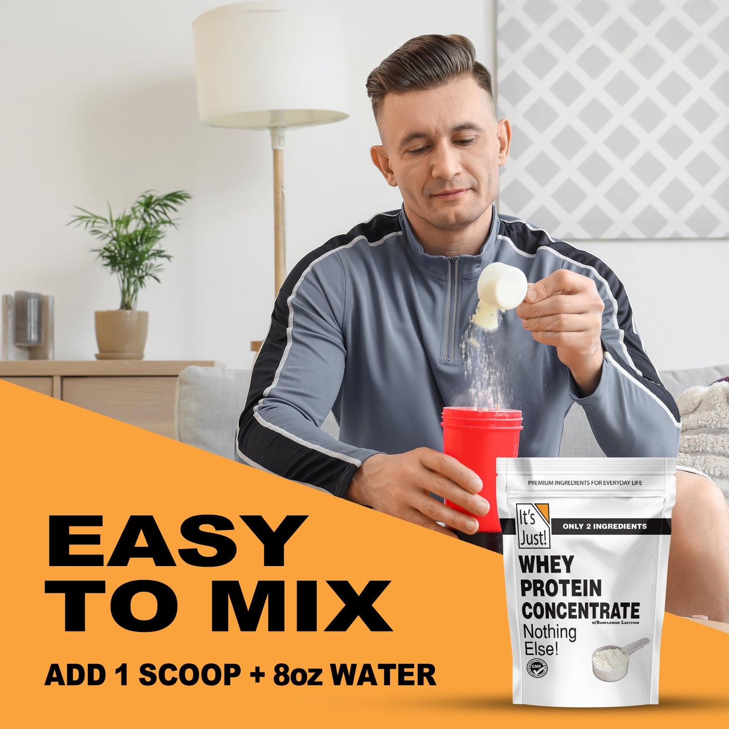 It's Just! - 100% Whey Protein Concentrate, GLP Friendly, Made in USA, No RBST/rBGH Hormones, Premium WPC-80, No Added Flavors or Artificial Sweeteners (1.25 Pound, Unflavored) - dailyvitalstore
