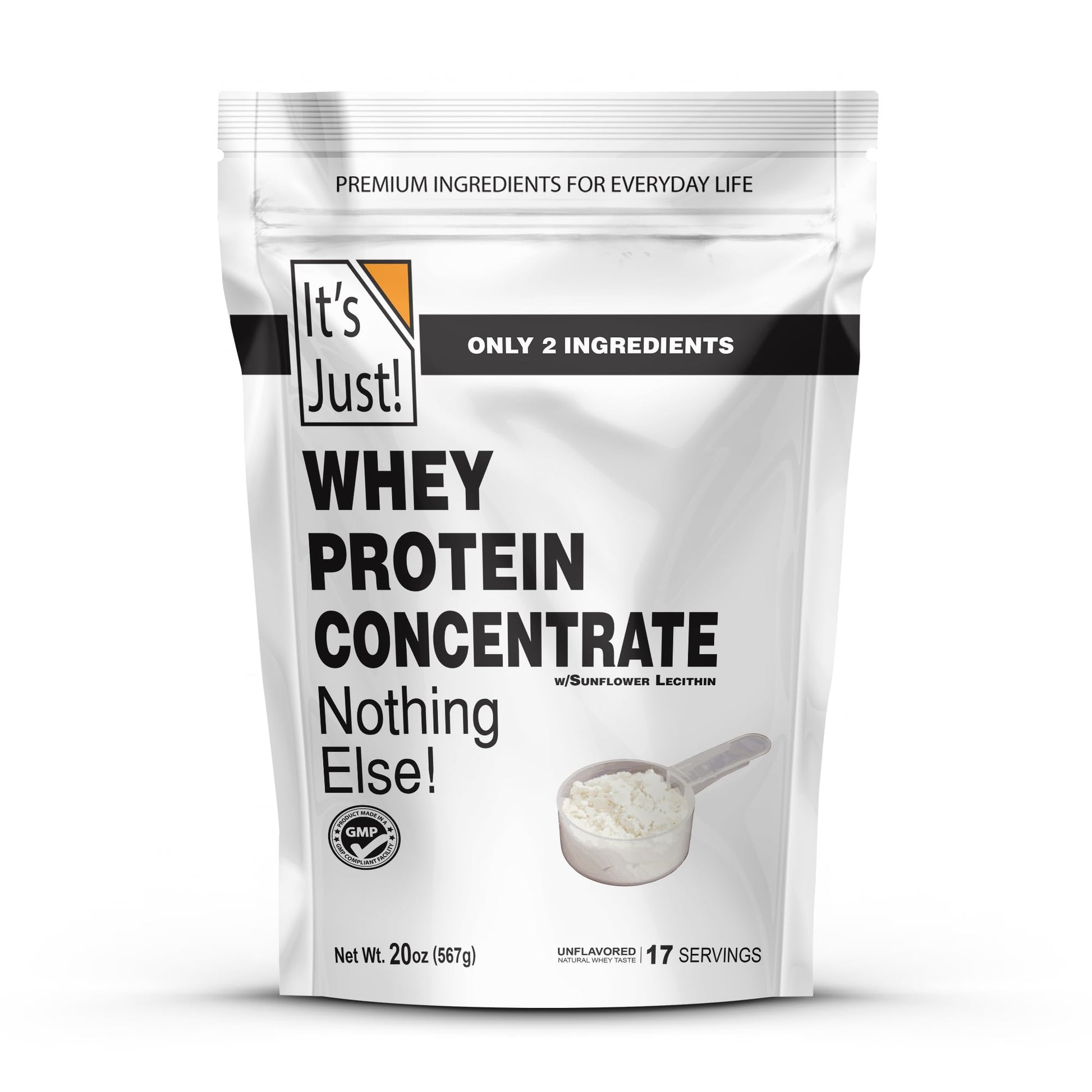 It's Just! - 100% Whey Protein Concentrate, GLP Friendly, Made in USA, No RBST/rBGH Hormones, Premium WPC-80, No Added Flavors or Artificial Sweeteners (1.25 Pound, Unflavored) - dailyvitalstore
