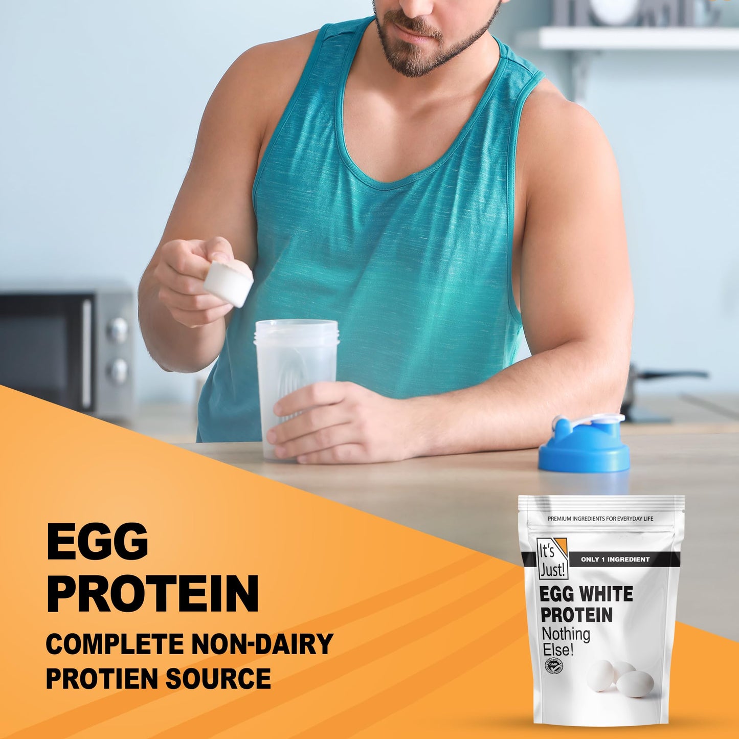It's Just! - Egg White Protein Powder, Made in USA from Cage-Free Eggs, Dried Egg Whites (Unflavored, 8oz) - dailyvitalstore