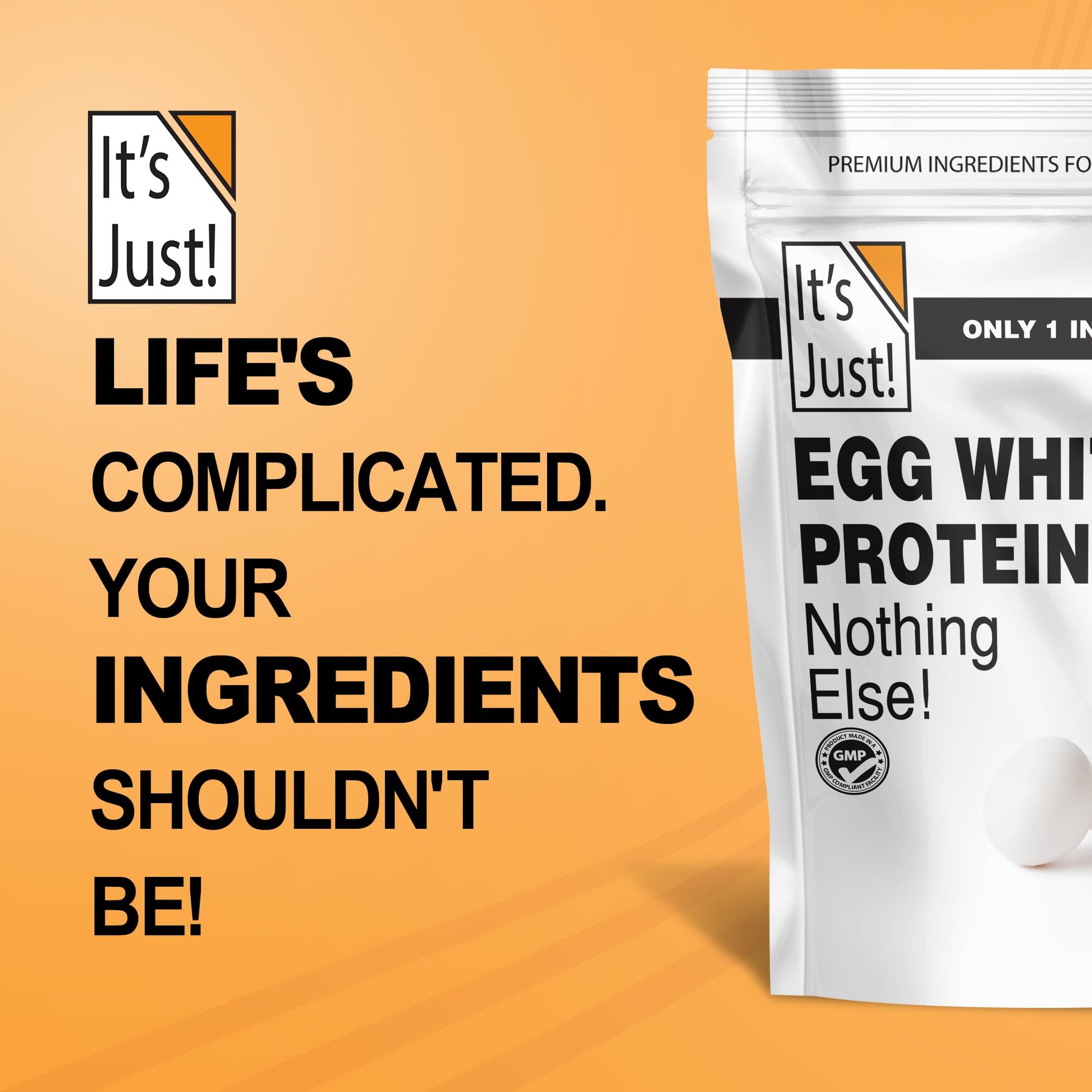 It's Just! - Egg White Protein Powder, Made in USA from Cage-Free Eggs, Dried Egg Whites (Unflavored, 8oz) - dailyvitalstore