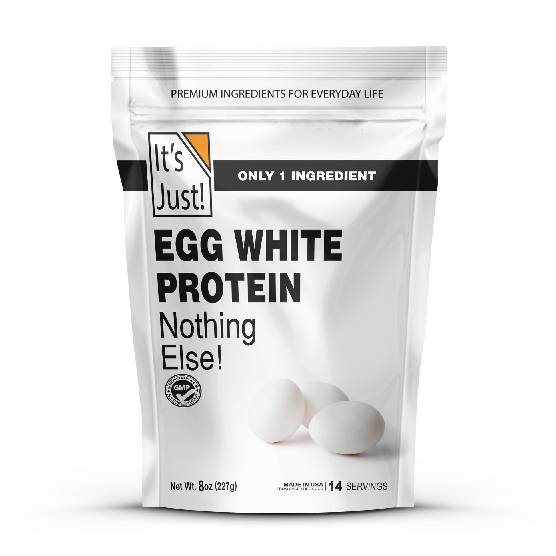 It's Just! - Egg White Protein Powder, Made in USA from Cage-Free Eggs, Dried Egg Whites (Unflavored, 8oz) - dailyvitalstore