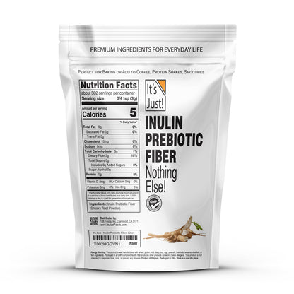 It's Just! - Inulin Prebiotic Fiber, Water Soluble, Chicory Root Powder, Promotes Gut Health, Made in USA, Product of Belgium, Vegan/Keto Friendly - dailyvitalstore