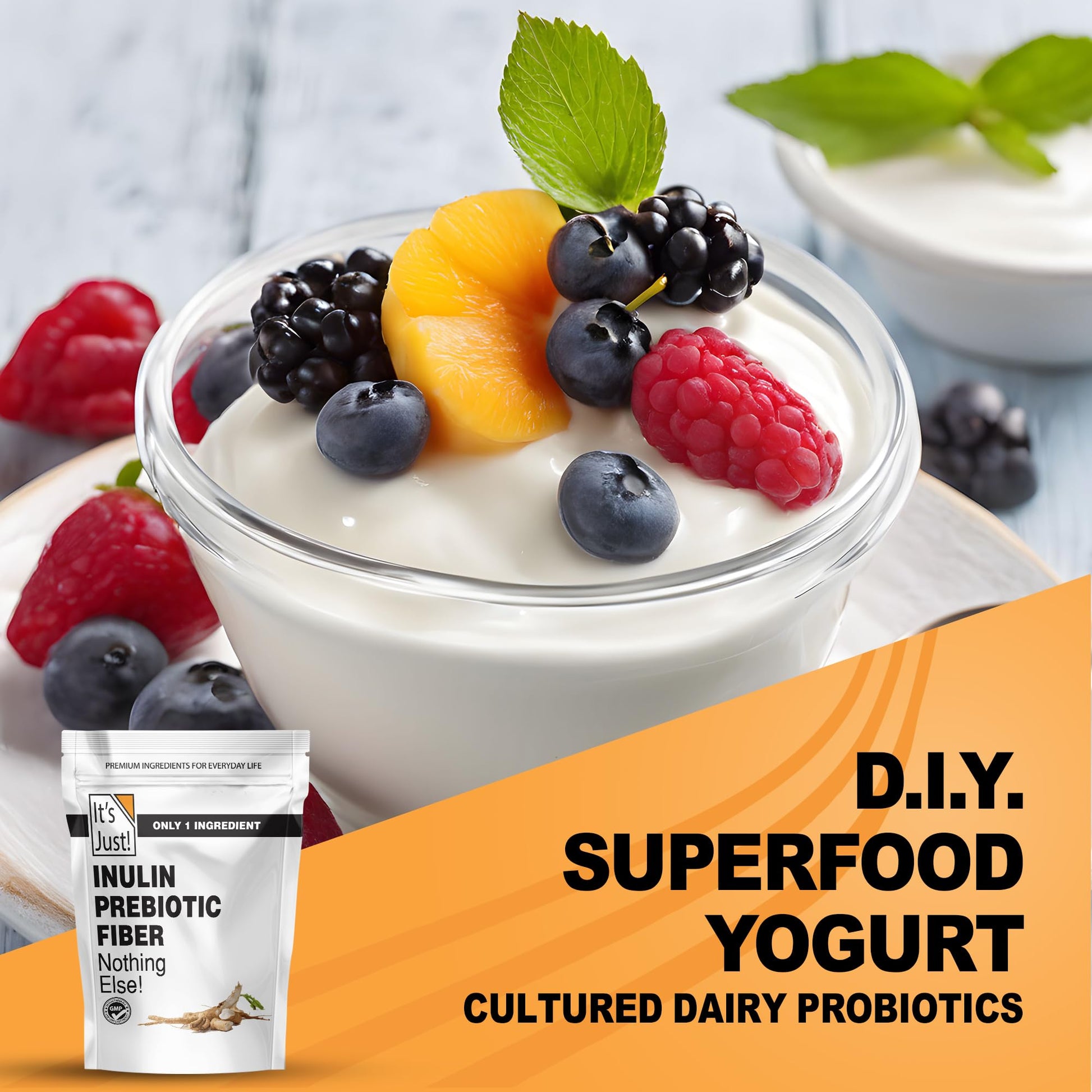 It's Just! - Inulin Prebiotic Fiber, Water Soluble, Chicory Root Powder, Promotes Gut Health, Made in USA, Product of Belgium, Vegan/Keto Friendly - dailyvitalstore