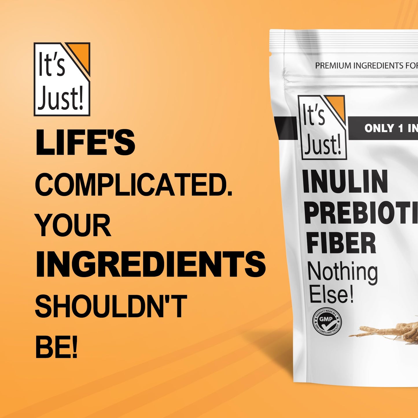 It's Just! - Inulin Prebiotic Fiber, Water Soluble, Chicory Root Powder, Promotes Gut Health, Made in USA, Product of Belgium, Vegan/Keto Friendly - dailyvitalstore