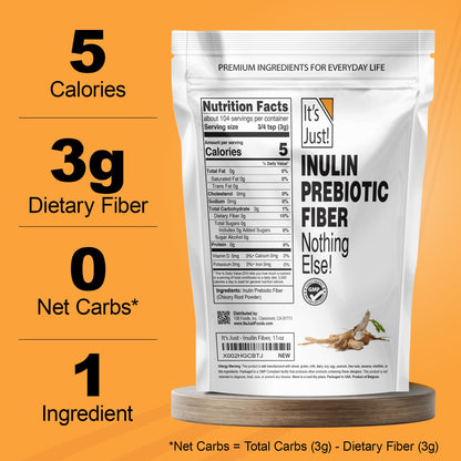 It's Just! - Inulin Prebiotic Fiber, Water Soluble, Chicory Root Powder, Promotes Gut Health, Made in USA, Product of Belgium, Vegan/Keto Friendly - dailyvitalstore