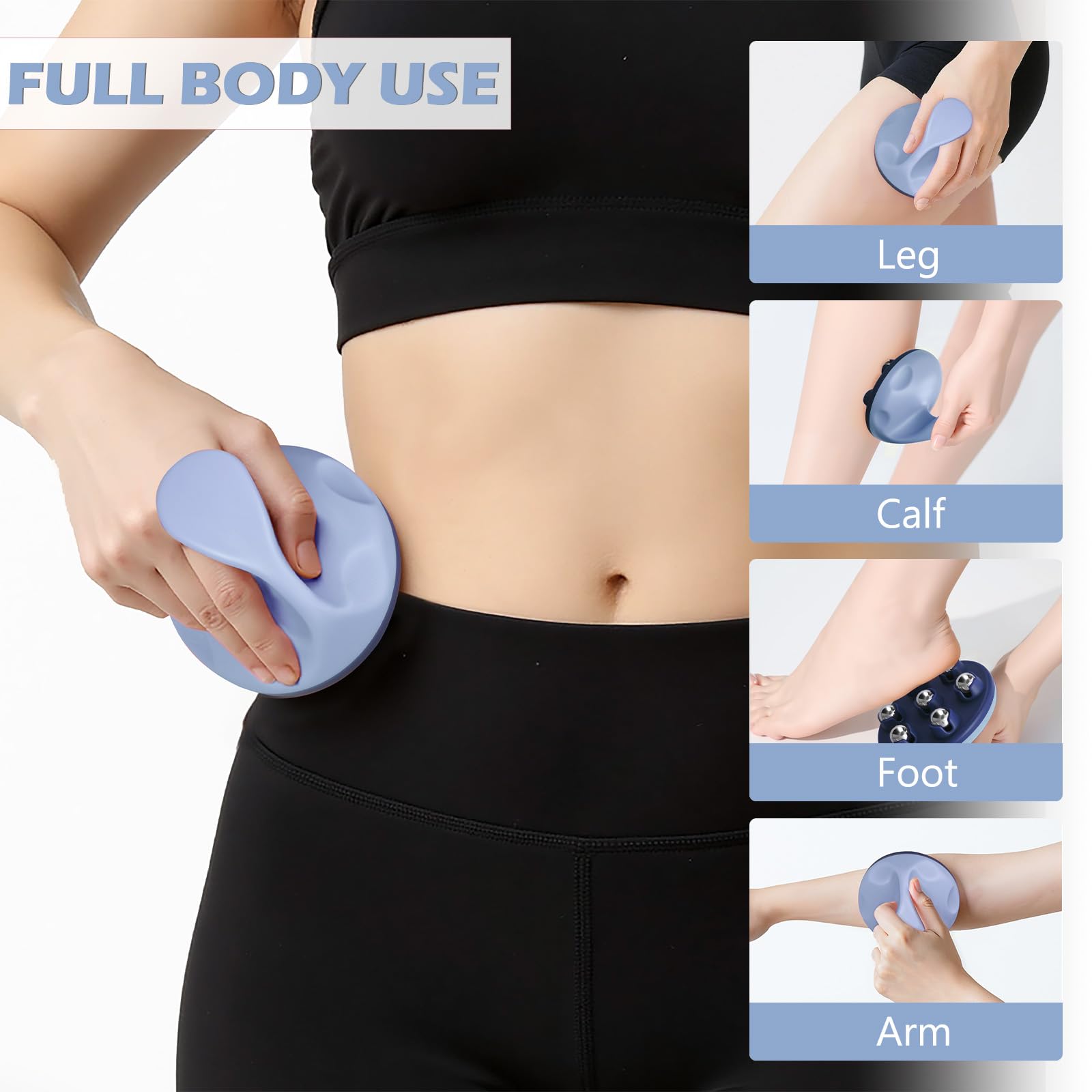 iunxkmi Lymphatic Massage Roller for Cellulite Remover Body Sculpting - Handheld Cellulite Massage Tool for Body Bloat Blood Circulation Lymphatic Drainage Blue - dailyvitalstore