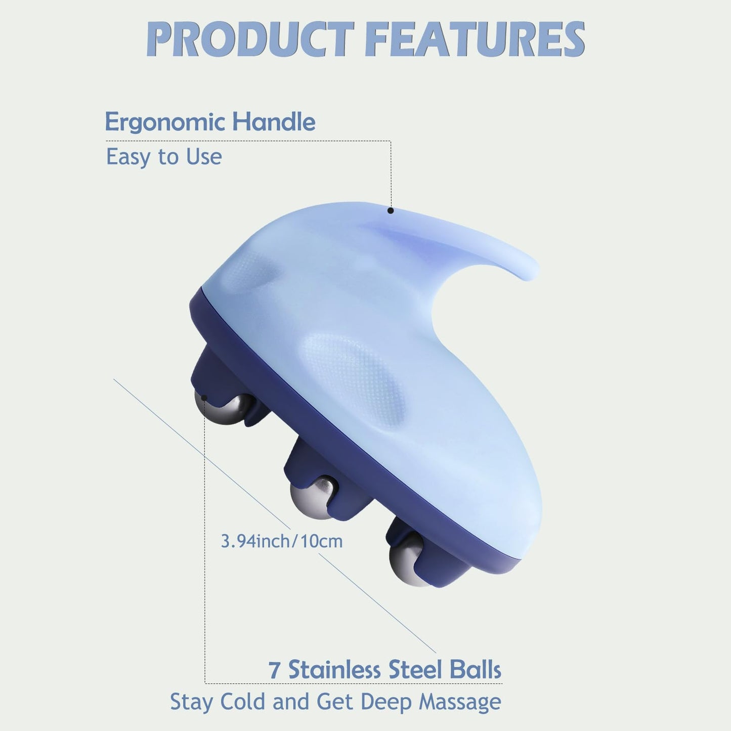 iunxkmi Lymphatic Massage Roller for Cellulite Remover Body Sculpting - Handheld Cellulite Massage Tool for Body Bloat Blood Circulation Lymphatic Drainage Blue - dailyvitalstore