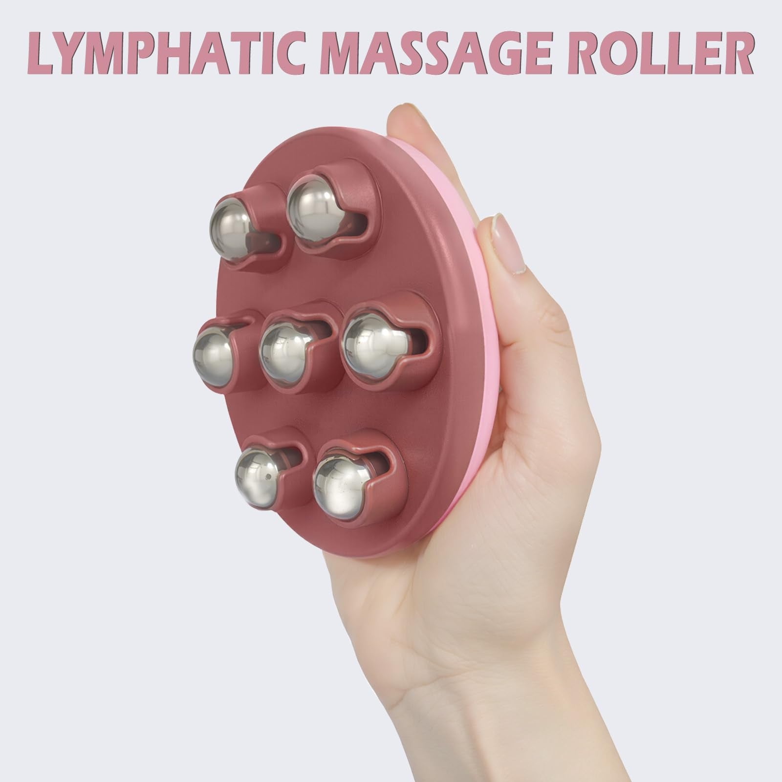 iunxkmi Lymphatic Massage Roller for Cellulite Remover Body Sculpting - Handheld Cellulite Massage Tool for Body Bloat Blood Circulation Lymphatic Drainage Pink - dailyvitalstore