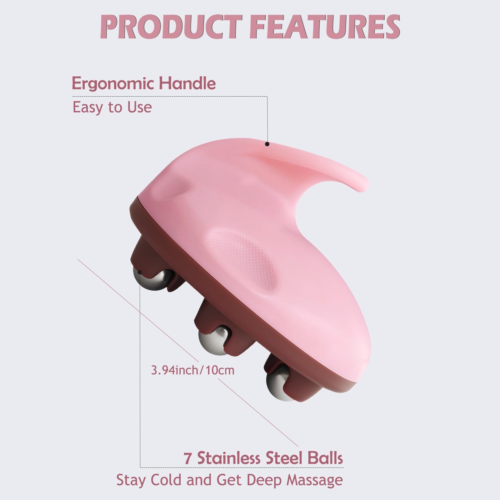iunxkmi Lymphatic Massage Roller for Cellulite Remover Body Sculpting - Handheld Cellulite Massage Tool for Body Bloat Blood Circulation Lymphatic Drainage Pink - dailyvitalstore