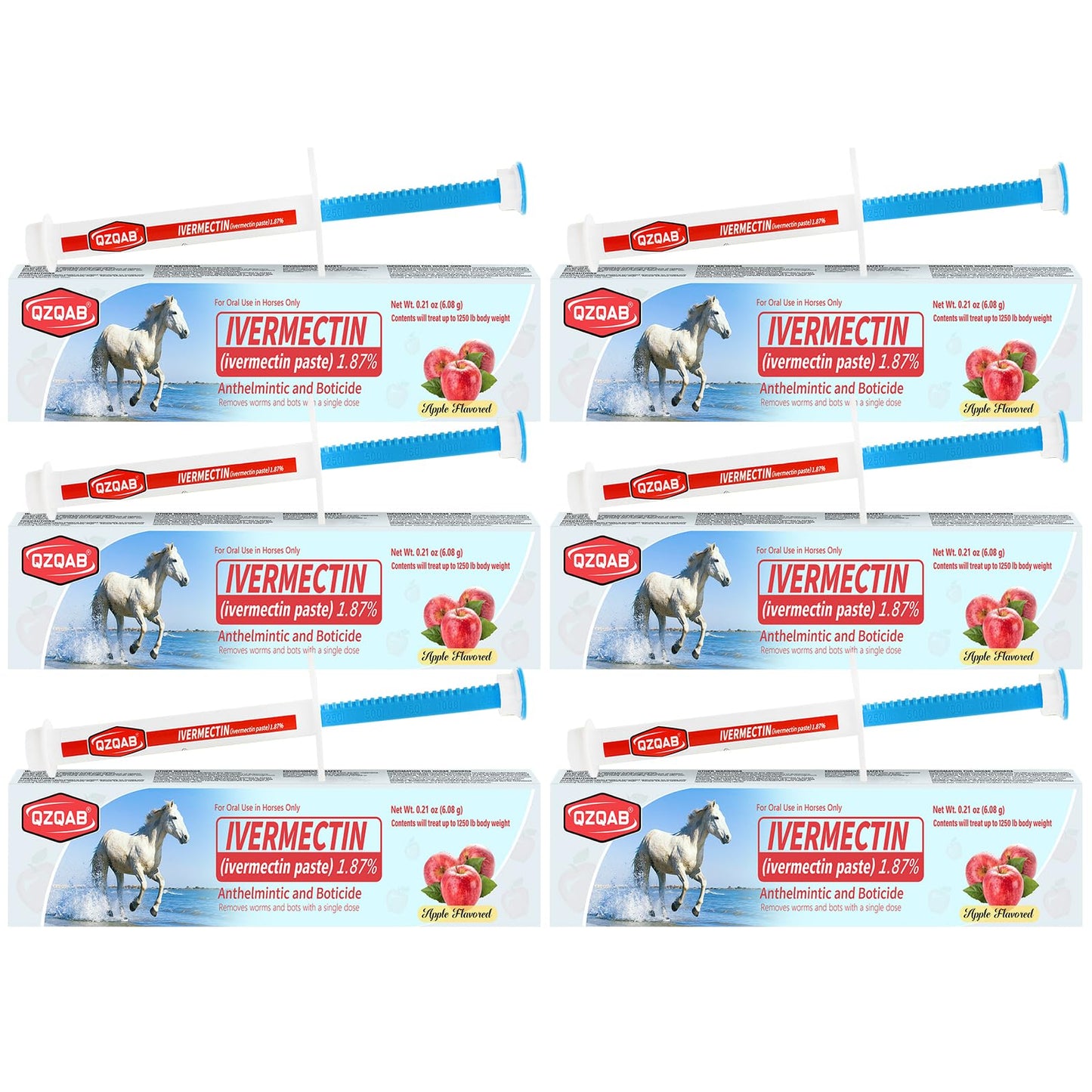 Ivermectin Horse Paste Dewormer , Horse Wormer Paste, Apple Flavor, 0.21 Ounces, 6 Pack - dailyvitalstore