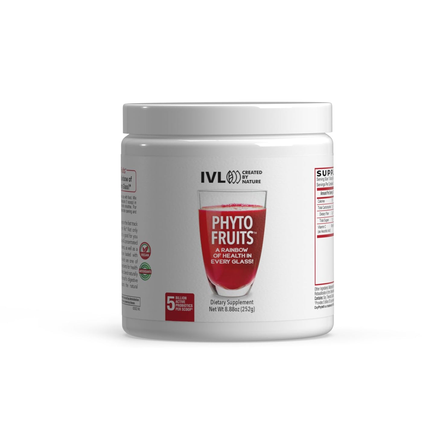IVL - Phyto Fruits Superfood Powder - Support Energy - Digestive & Probiotic - Antioxidant - Vegan - 40 Fruits and Nutrients Plus 6 Probiotic Strains (30 Servings, 8.88 oz) - dailyvitalstore