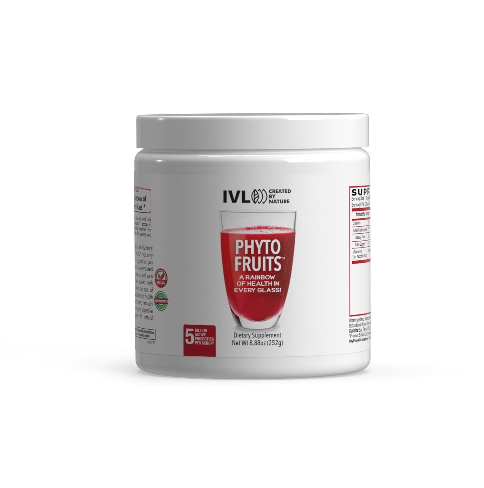 IVL - Phyto Fruits Superfood Powder - Support Energy - Digestive & Probiotic - Antioxidant - Vegan - 40 Fruits and Nutrients Plus 6 Probiotic Strains (30 Servings, 8.88 oz) - dailyvitalstore
