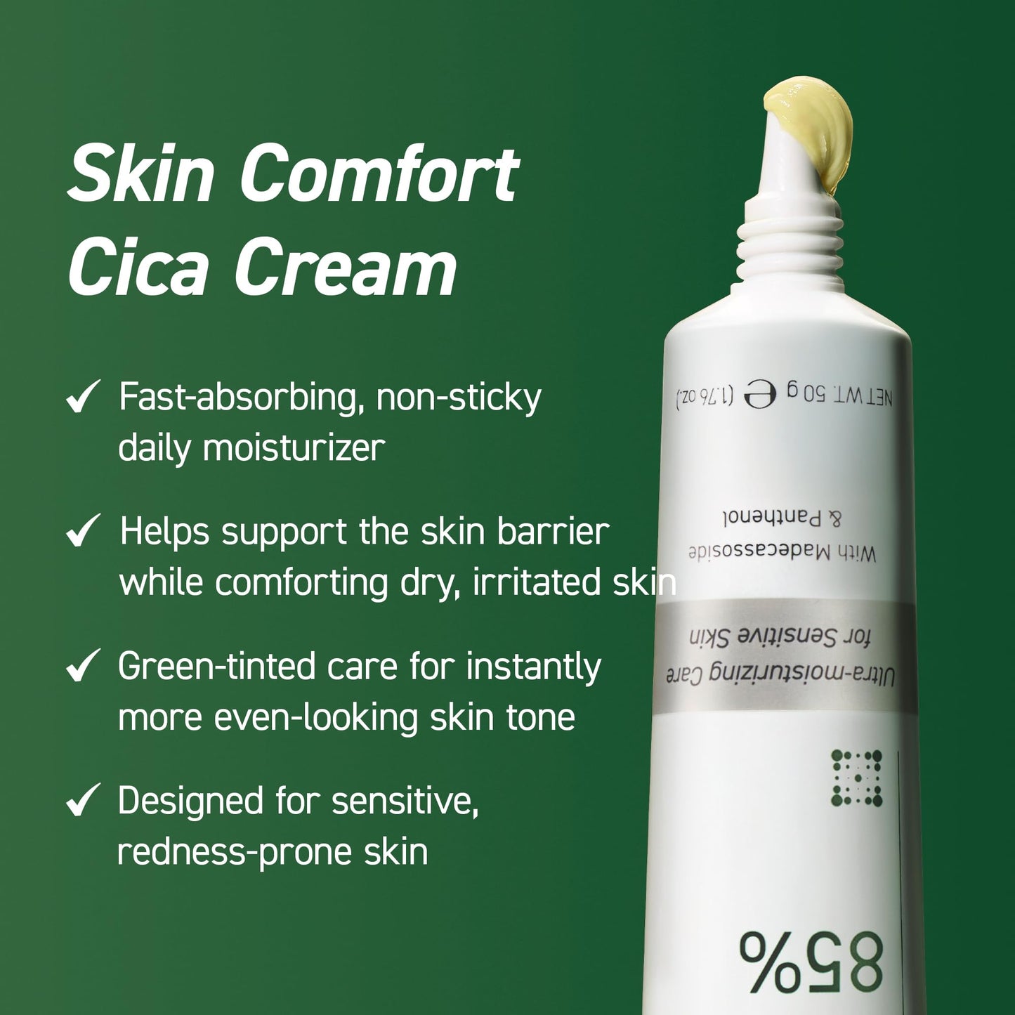 IVOSKIN Cica Redness Relief Treatment Cream, Soothing & Hydrating Green Correcting Moisturizer with Madecassoside, Helps Repair Skin Barrier for Sensitive Skin - dailyvitalstore