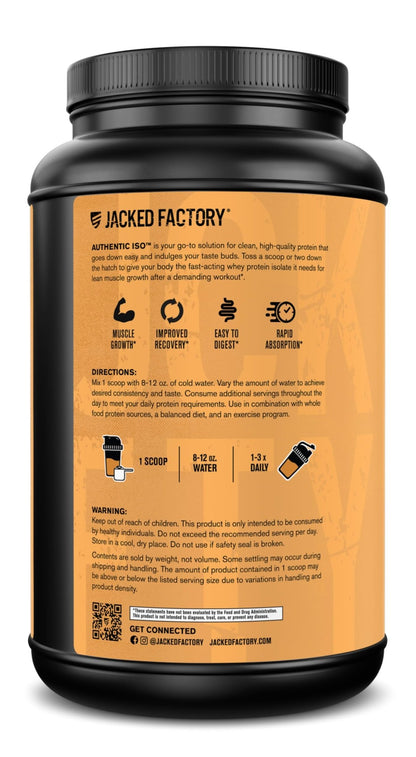 Jacked Factory Authentic ISO Grass Fed Whey Protein Isolate Powder - Low Carb, Non-GMO Muscle Building Protein w/No Fillers, Post Workout Recovery, Chocolate Peanut Butter - 25 Servings - dailyvitalstore