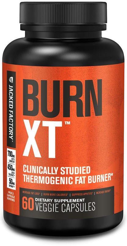 Jacked Factory Burn-XT Clinically Studied Fat Burner & Weight Loss Supplement - Appetite Suppressant & Energy Booster - with Acetyl L-Carnitine - dailyvitalstore
