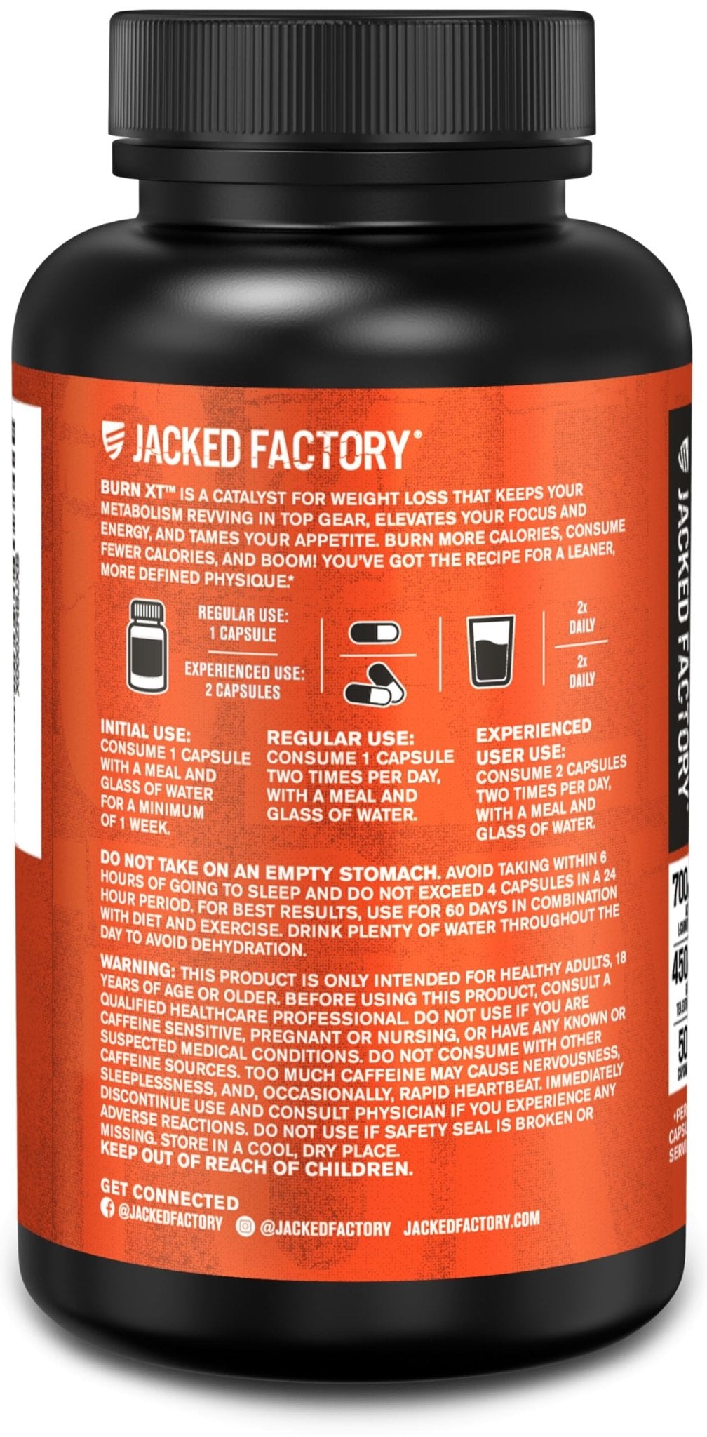 Jacked Factory Burn-XT Clinically Studied Fat Burner & Weight Loss Supplement - Appetite Suppressant & Energy Booster - with Acetyl L-Carnitine - dailyvitalstore
