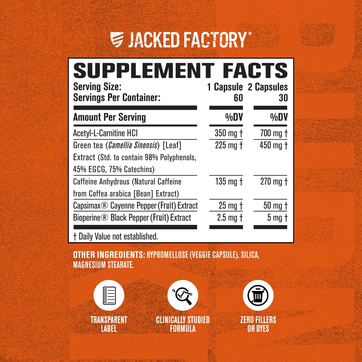 Jacked Factory Burn-XT Clinically Studied Fat Burner & Weight Loss Supplement - Appetite Suppressant & Energy Booster - with Acetyl L-Carnitine - dailyvitalstore