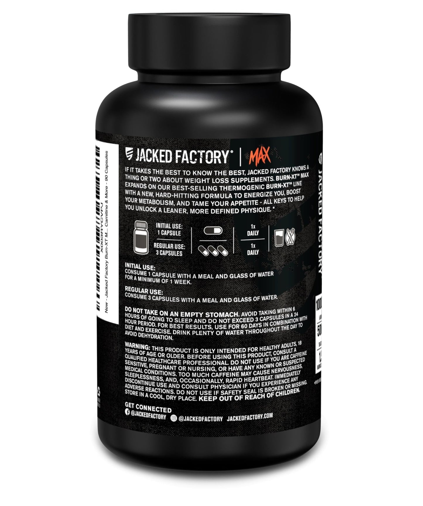 Jacked Factory Burn-XT Max - High-Performance Thermogenic Fat Burner & Appetite Suppressant for Weight Loss w/PurCaf Organic Caffeine, MitoBurn, Green Tea - dailyvitalstore