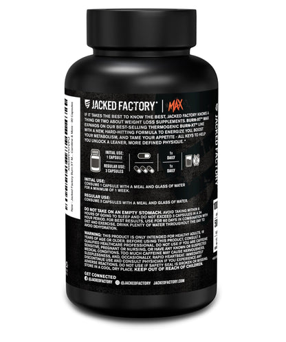 Jacked Factory Burn-XT Max - High-Performance Thermogenic Fat Burner & Appetite Suppressant for Weight Loss w/PurCaf Organic Caffeine, MitoBurn, Green Tea - dailyvitalstore