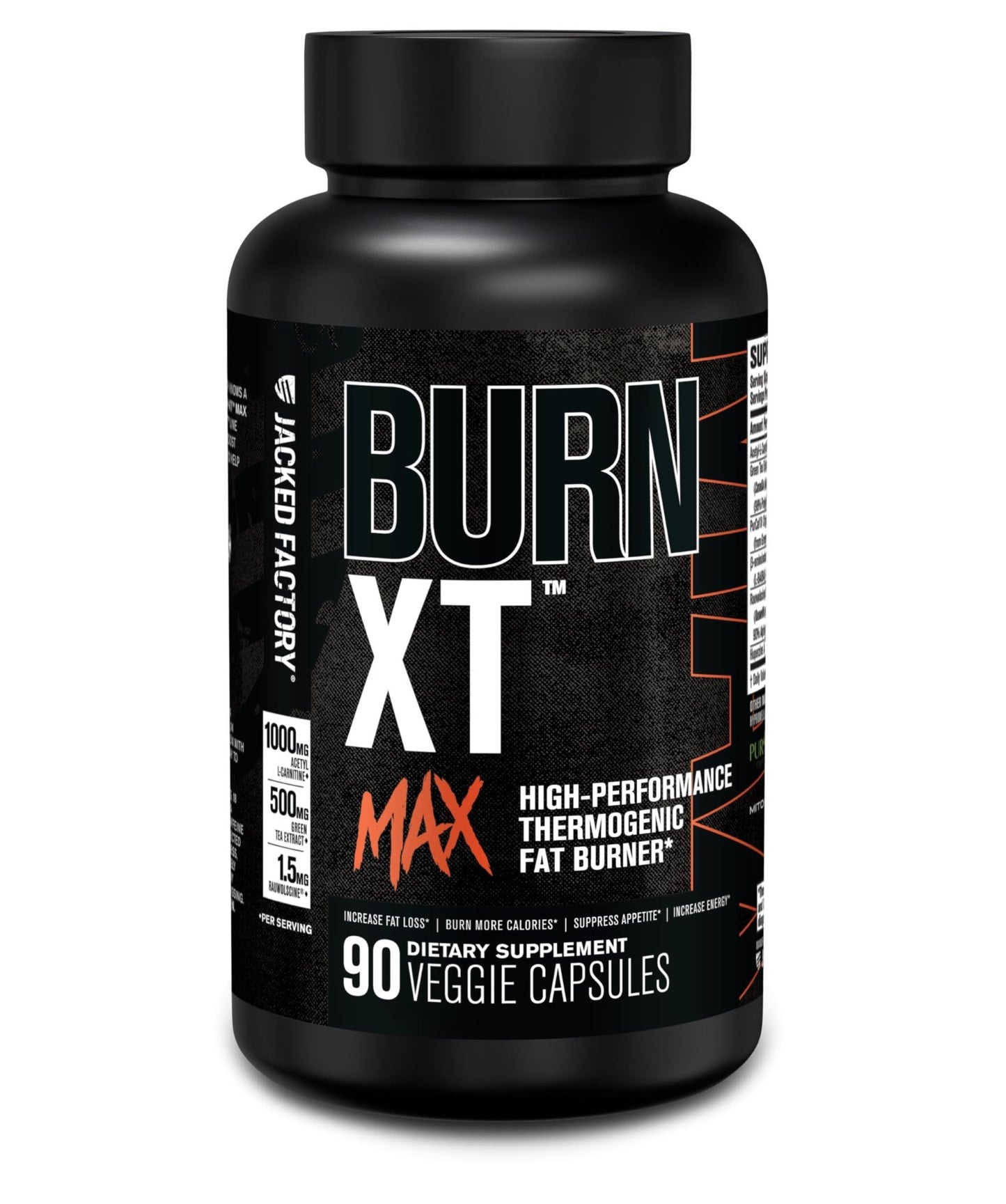 Jacked Factory Burn-XT Max - High-Performance Thermogenic Fat Burner & Appetite Suppressant for Weight Loss w/PurCaf Organic Caffeine, MitoBurn, Green Tea - dailyvitalstore