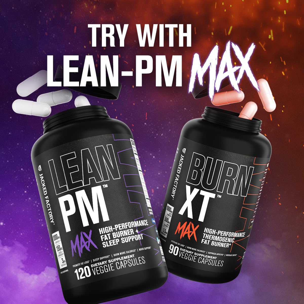 Jacked Factory Burn-XT Max - High-Performance Thermogenic Fat Burner & Appetite Suppressant for Weight Loss w/PurCaf Organic Caffeine, MitoBurn, Green Tea - dailyvitalstore
