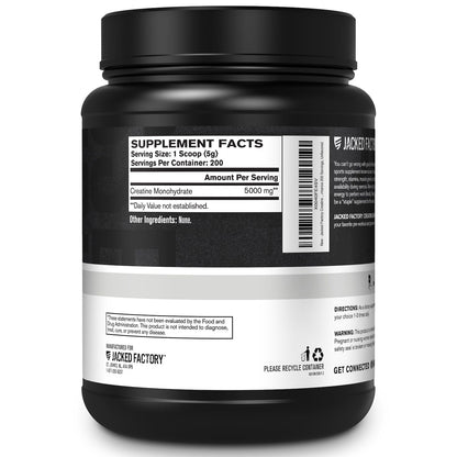 Jacked Factory Creatine Monohydrate Powder 1000g - 5g Daily Creatine Supplement for Men and Women, Vegan-Friendly, - dailyvitalstore