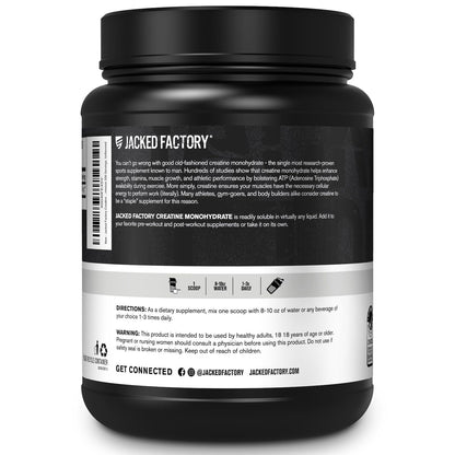 Jacked Factory Creatine Monohydrate Powder 1000g - 5g Daily Creatine Supplement for Men and Women, Vegan-Friendly, - dailyvitalstore