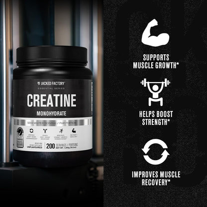 Jacked Factory Creatine Monohydrate Powder 1000g - 5g Daily Creatine Supplement for Men and Women, Vegan-Friendly, - dailyvitalstore