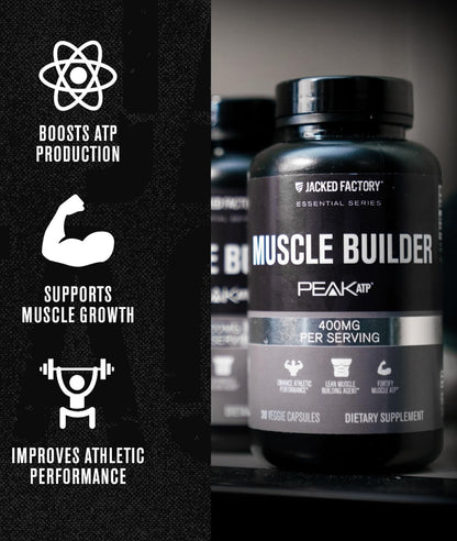 Jacked Factory Essentials Muscle Builder - ATP Muscle Builder for Men with Peak ATP to Support Muscle Gain, Enhance Athletic Performance, & Increase Strength - 30 Capsules - dailyvitalstore