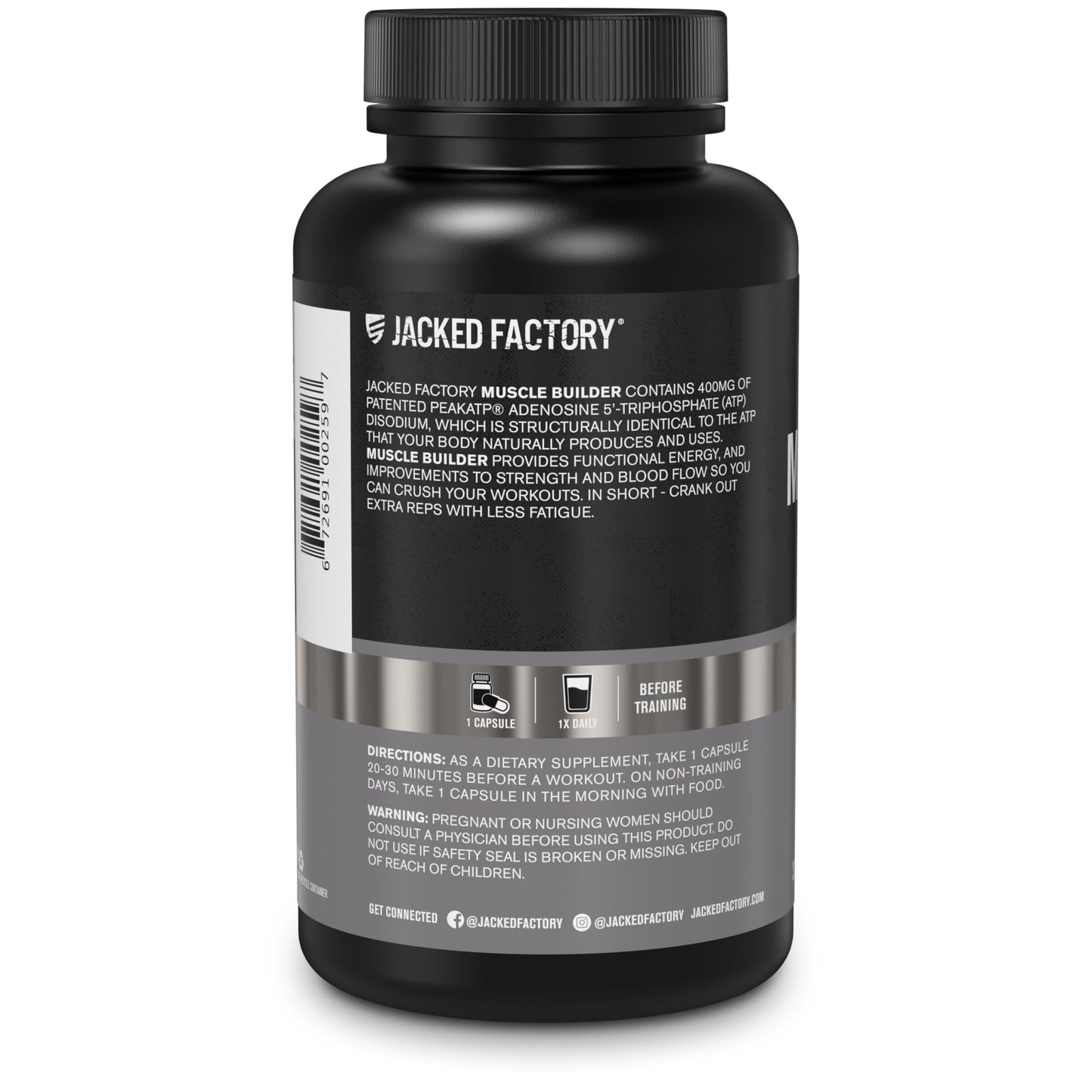 Jacked Factory Essentials Muscle Builder - ATP Muscle Builder for Men with Peak ATP to Support Muscle Gain, Enhance Athletic Performance, & Increase Strength - 30 Capsules - dailyvitalstore
