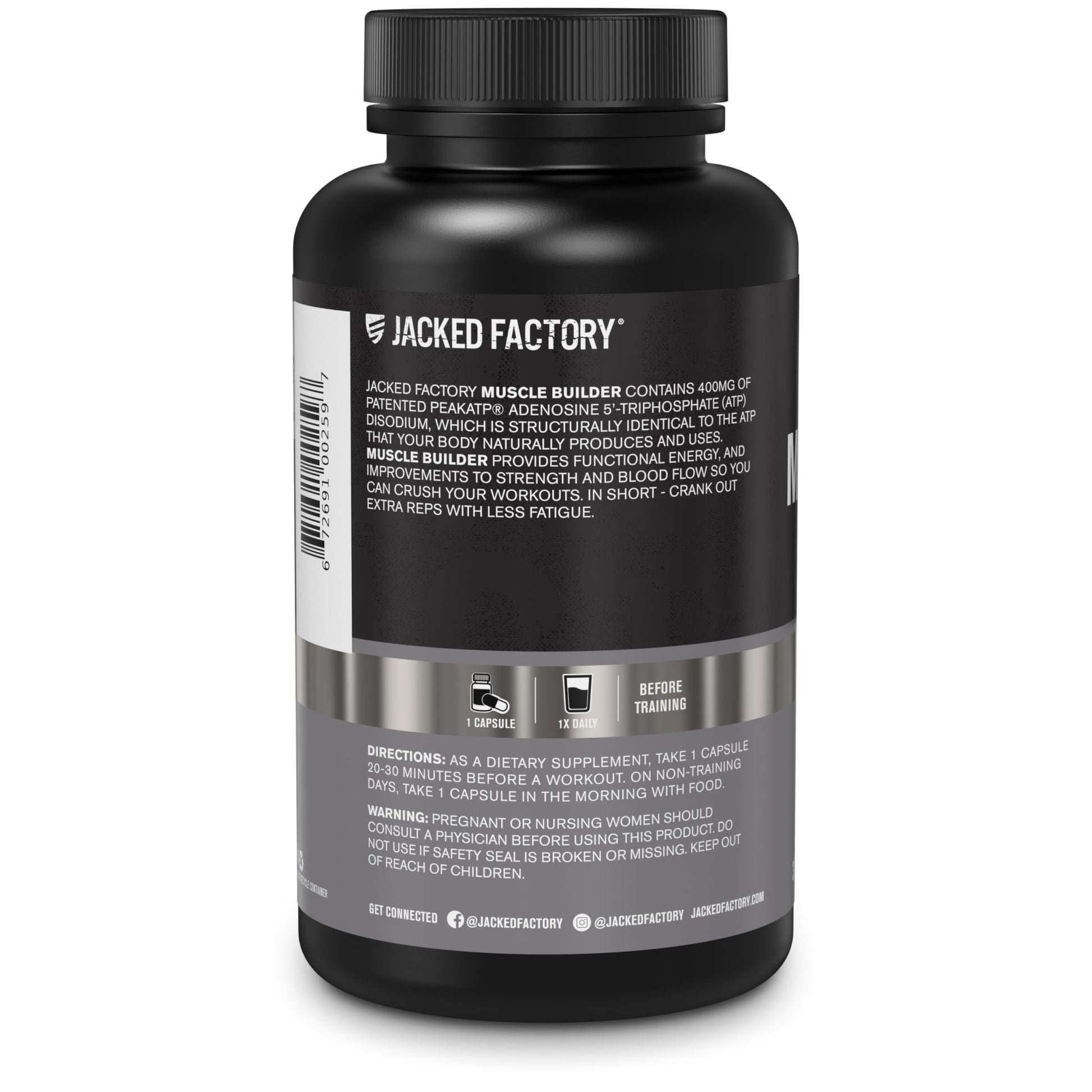 Jacked Factory Essentials Muscle Builder - ATP Muscle Builder for Men with Peak ATP to Support Muscle Gain, Enhance Athletic Performance, & Increase Strength - 30 Capsules - dailyvitalstore
