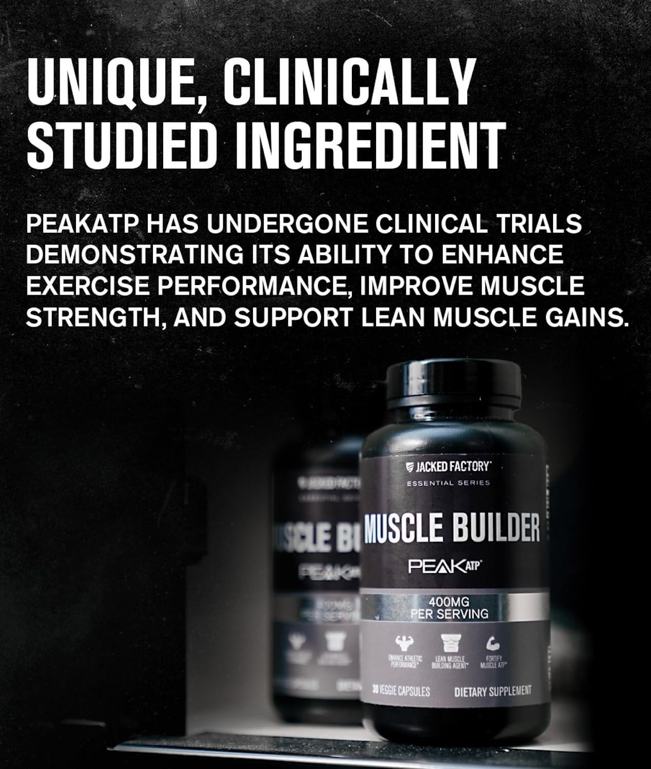 Jacked Factory Essentials Muscle Builder - ATP Muscle Builder for Men with Peak ATP to Support Muscle Gain, Enhance Athletic Performance, & Increase Strength - 30 Capsules - dailyvitalstore
