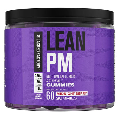 Jacked Factory Lean PM Weight Loss Gummies - Night Time Fat Burner & Appetite Suppressant Sleep Supplement with Melatonin & Ashwagandha - dailyvitalstore