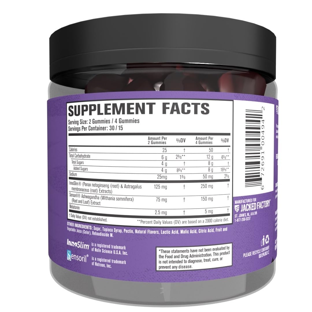 Jacked Factory Lean PM Weight Loss Gummies - Night Time Fat Burner & Appetite Suppressant Sleep Supplement with Melatonin & Ashwagandha - dailyvitalstore