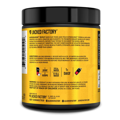 Jacked Factory Nitrosurge Build Pre Workout with Creatine for Muscle Building - Con Cret Creatine Powder & elevATP for Intense Energy, Powerful Pump - dailyvitalstore