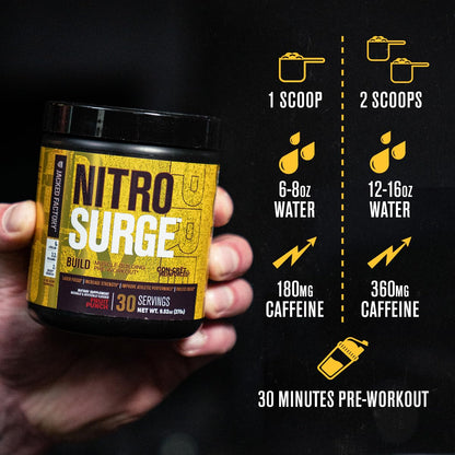 Jacked Factory Nitrosurge Build Pre Workout with Creatine for Muscle Building - Con Cret Creatine Powder & elevATP for Intense Energy, Powerful Pump, - dailyvitalstore
