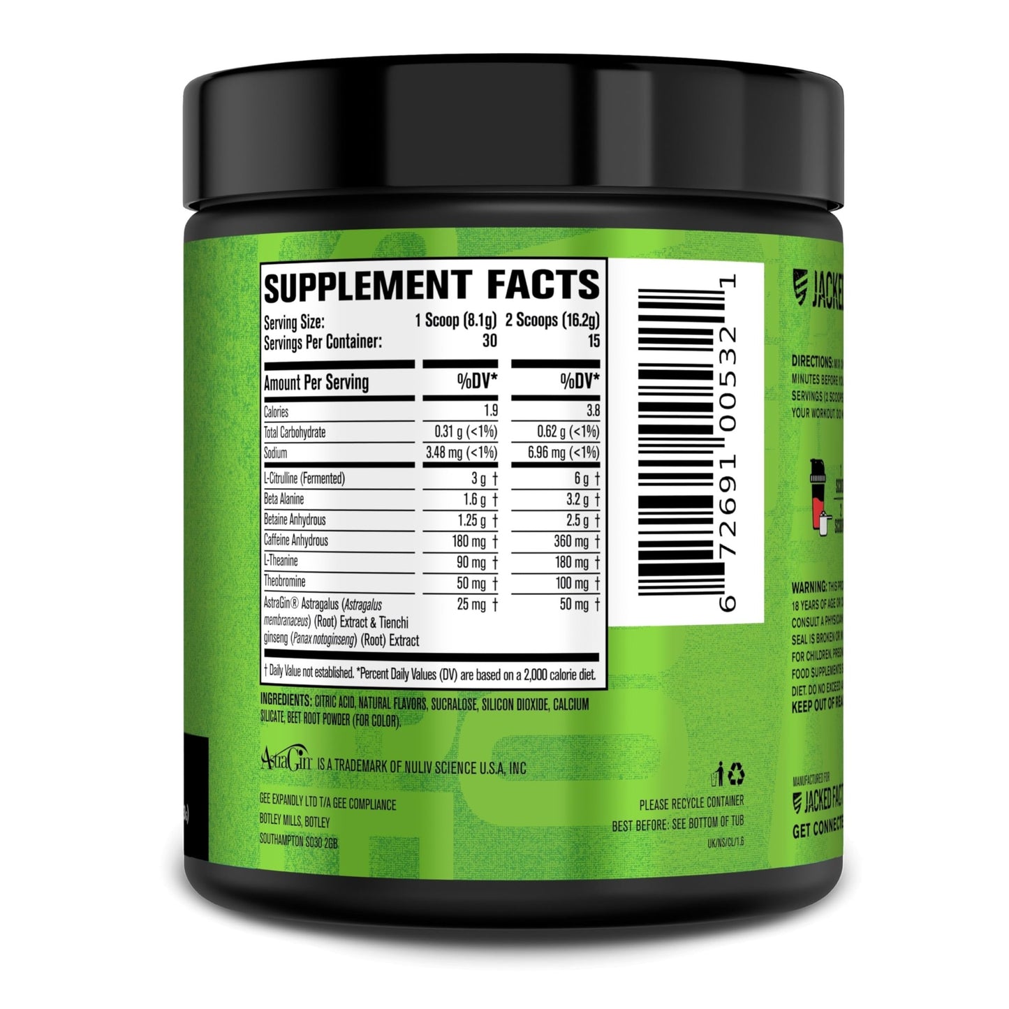 Jacked Factory NITROSURGE Pre Workout Supplement - Endless Energy, Instant Strength Gains, Clear Focus, Intense Pumps - NO Booster & Preworkout Powder with Beta Alanine - 30 Servings, Cherry Limeade - dailyvitalstore