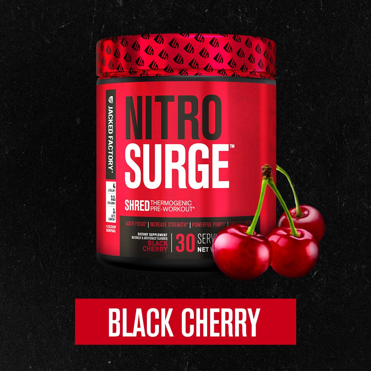 Jacked Factory NITROSURGE Shred Pre Workout Supplement - Energy Booster, Instant Strength Gains, Sharp Focus, Powerful Pumps - Nitric Oxide Booster & PreWorkout Powder - dailyvitalstore