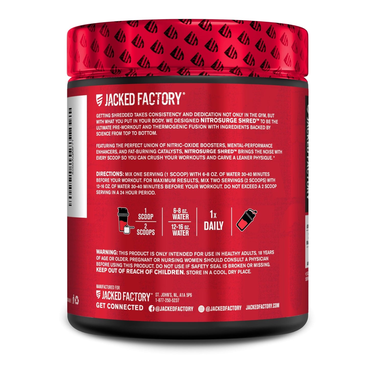 Jacked Factory NITROSURGE Shred Pre Workout Supplement - Energy Booster, Instant Strength Gains, Sharp Focus, Powerful Pumps - Nitric Oxide Booster & PreWorkout Powder - 30Sv, Fruit Punch - dailyvitalstore