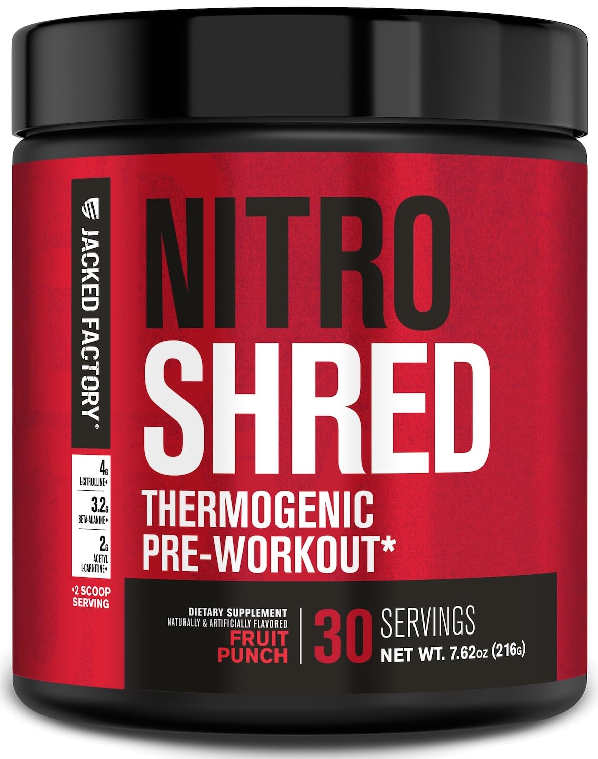 Jacked Factory NITROSURGE Shred Pre Workout Supplement - Energy Booster, Instant Strength Gains, Sharp Focus, Powerful Pumps - Nitric Oxide Booster & PreWorkout Powder - 30Sv, Fruit Punch - dailyvitalstore
