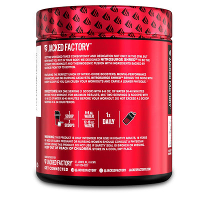 Jacked Factory NITROSURGE Shred Pre Workout Supplement - Energy Booster, Instant Strength Gains, Sharp Focus, Powerful Pumps - Nitric Oxide Booster & PreWorkout Powder - dailyvitalstore