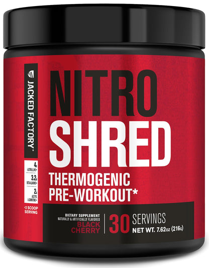 Jacked Factory NITROSURGE Shred Pre Workout Supplement - Energy Booster, Instant Strength Gains, Sharp Focus, Powerful Pumps - Nitric Oxide Booster & PreWorkout Powder - dailyvitalstore