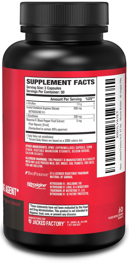 Jacked Factory N.O. XT Nitric Oxide Supplements for Men w/Nitrosigine L Arginine L Citrulline Supplement for Muscle Pumps & Vascularity - Pre Workout Nitric Oxide Booster & Muscle Builder - 90 Caps - dailyvitalstore
