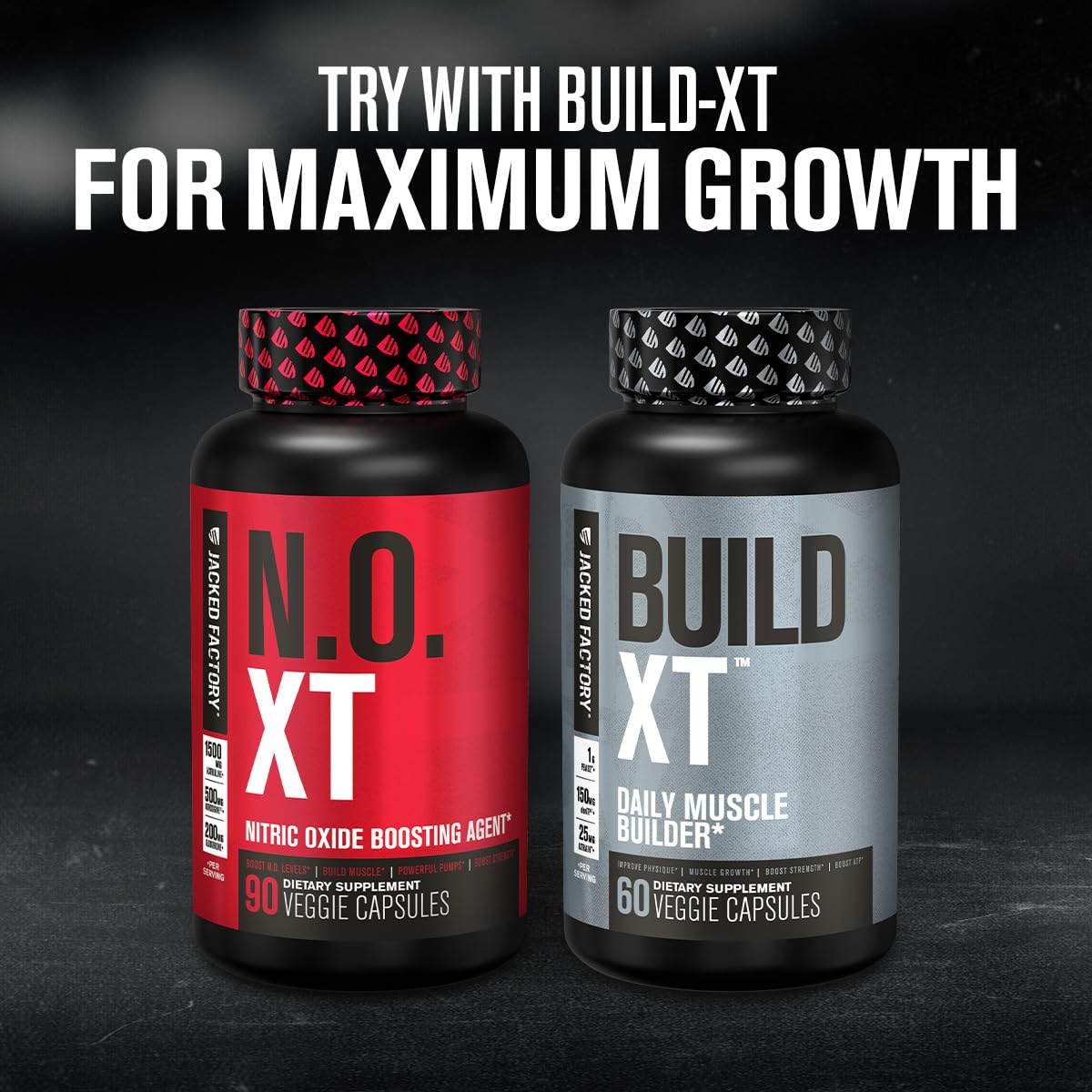 Jacked Factory N.O. XT Nitric Oxide Supplements for Men w/Nitrosigine L Arginine L Citrulline Supplement for Muscle Pumps & Vascularity - Pre Workout Nitric Oxide Booster & Muscle Builder - 90 Caps - dailyvitalstore