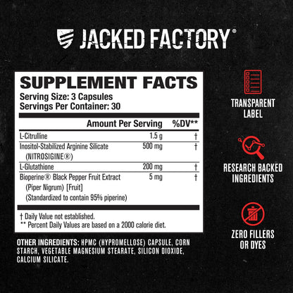Jacked Factory N.O. XT Nitric Oxide Supplements for Men w/Nitrosigine L Arginine L Citrulline Supplement for Muscle Pumps & Vascularity - Pre Workout Nitric Oxide Booster & Muscle Builder - 90 Caps - dailyvitalstore