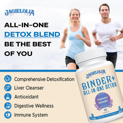 Jagielolia All-in-One Detox Binder Supplement 1500 MG - High Bioavailability, Liver Gut Detox Cleanse with Activated Charcoal, Zeolite & Bentonite Clay for Toxins, - dailyvitalstore