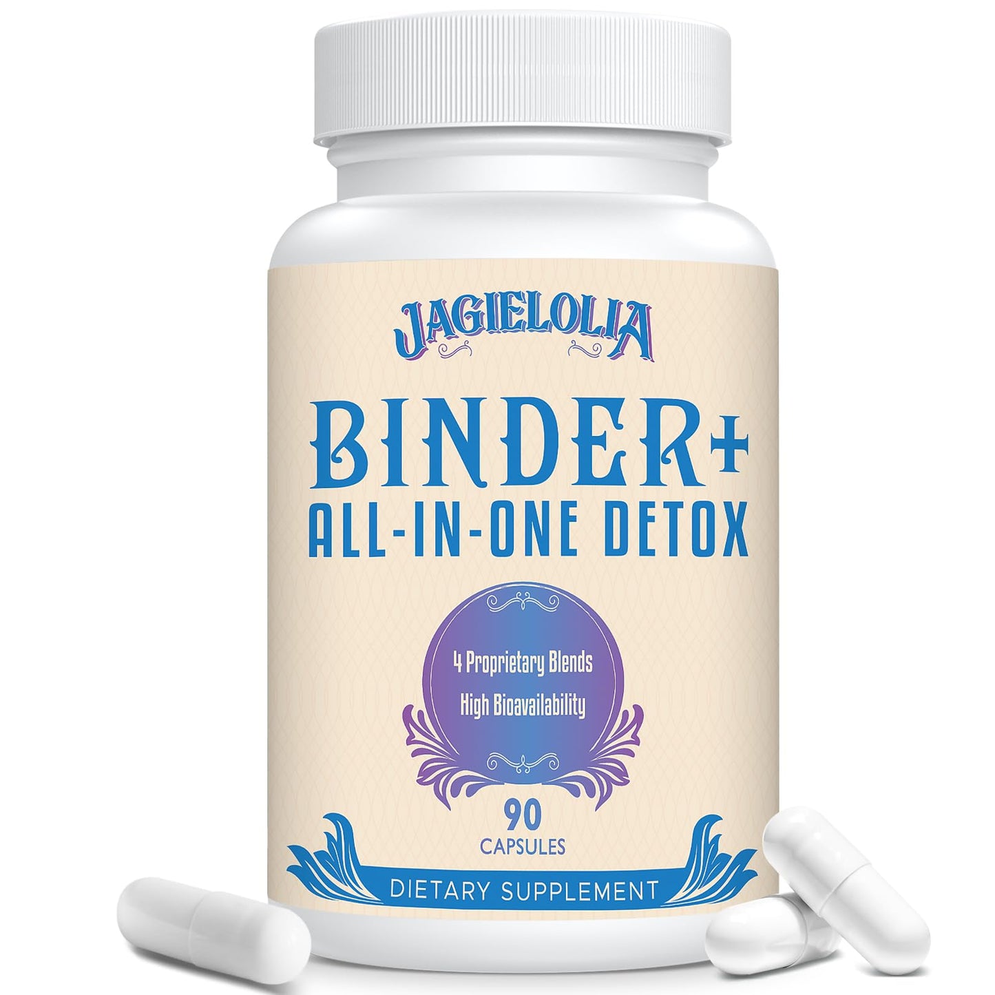 Jagielolia All-in-One Detox Binder Supplement 1500 MG - High Bioavailability, Liver Gut Detox Cleanse with Activated Charcoal, Zeolite & Bentonite Clay for Toxins, - dailyvitalstore